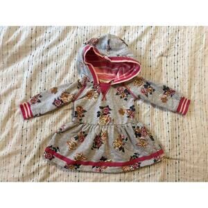 Matilda Jane Baby Hooded Sweater Ruffle Pink Floral Grey Size 6-12mo Girls